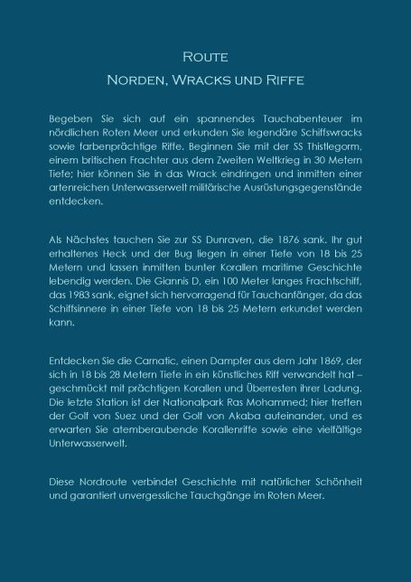 Norden, Wracks und Riffe Reiseroute