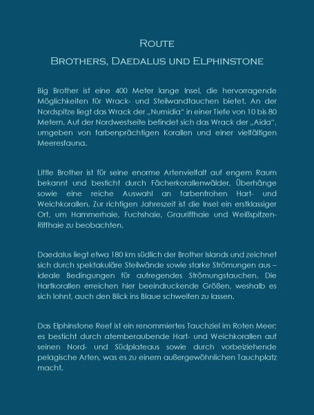 Brothers, Daedalus und Elphinstone Reiseroute